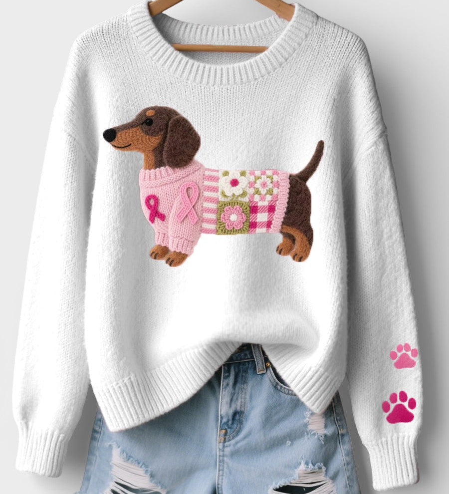 Irene™ | Knitted Sweater with Felt Dachshund