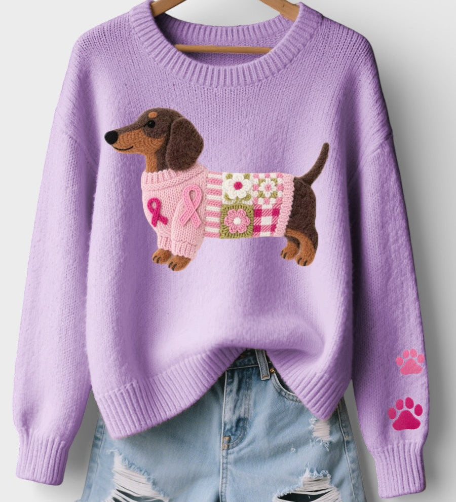 Irene™ | Knitted Sweater with Felt Dachshund