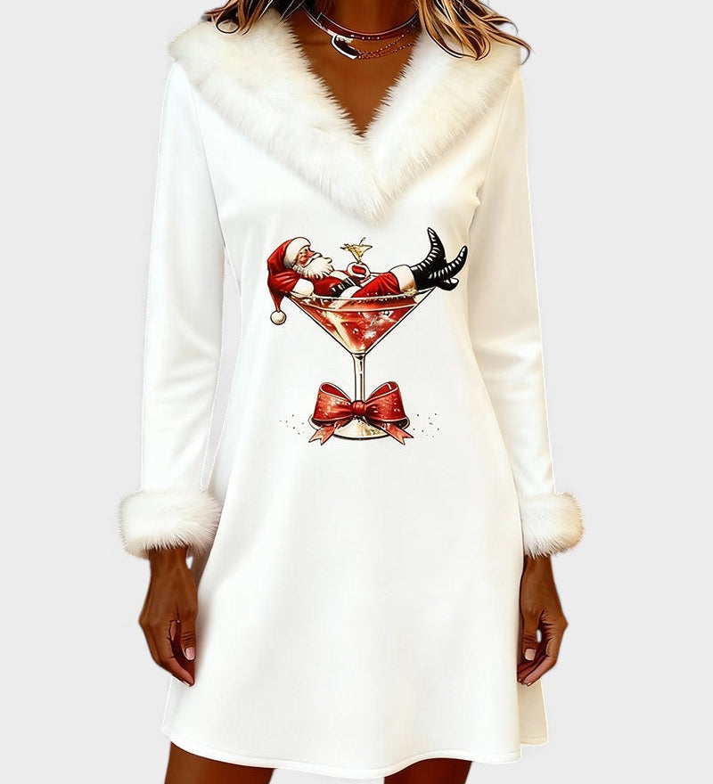 Eulalia™ | Christmas Dress with Fur Collar